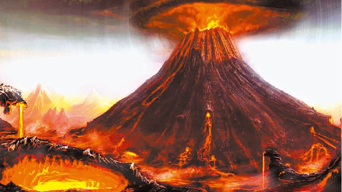 Ilustrasi letusan gunung Tambora