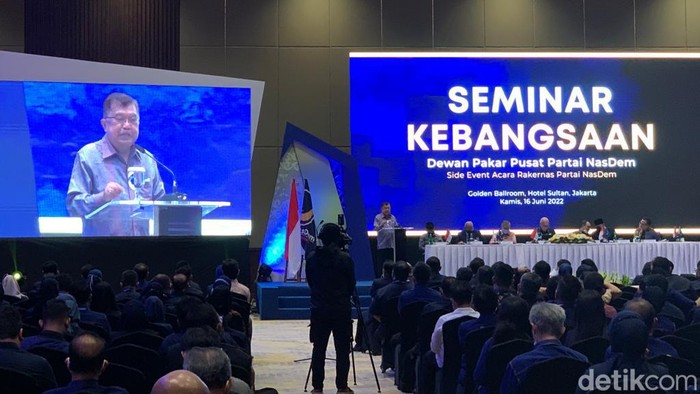 JK di Rakernas NasDem (Rakha Arlyanto Darmawan/detikcom).