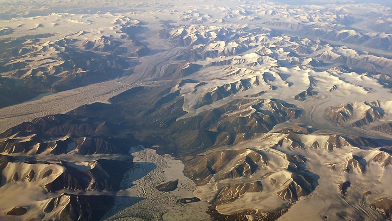 Nares Strait Kennedy Channel with beautiful glacial mountains.
