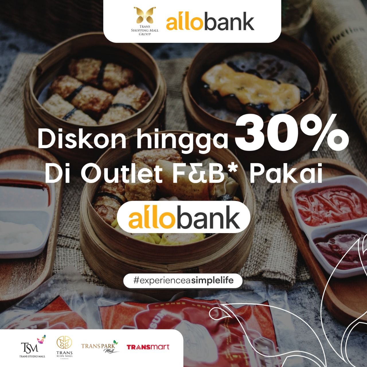 Promo Allo Bank diskon 30% untuk pembelian makanan di gerai F&B di Trans Studio Mall