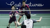 Kevin/Marcus bertanding melawan pemain Korea Selatan, Kang Min Hyuk/Seo Seung Jae di Istora, Senayan, Jakarta, Kamis (16/5/2022).