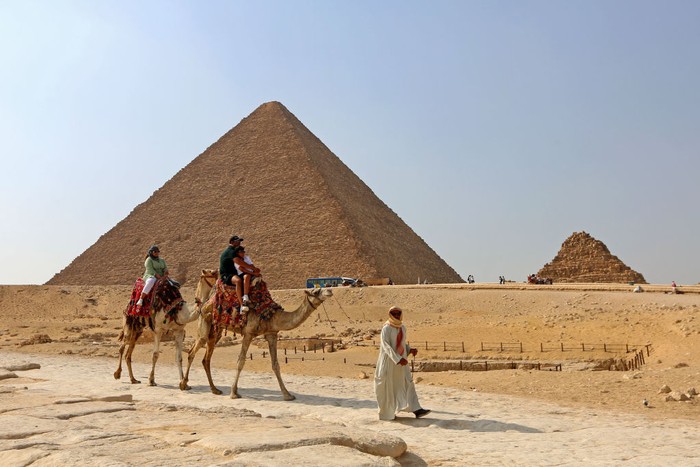GIZA, EGYPT, JUNE 6: General picture of the Sphinx (abw alhwl) on June 6, 2022 in Giza, Egypt .The pyramids, named after the Pharaohs of the period, are located in the same area as the tombs of the father, son and grandson, the largest being (King Khufu), the middle pyramid (King Khafre) and the small pyramid  (King Mnkaure). (Photo by Fadel Dawod/Getty Images)