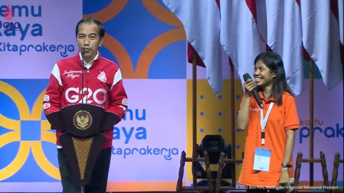 Jokowi di Acara silaturahmi alumni penerima Kartu Prakerja di Bogor