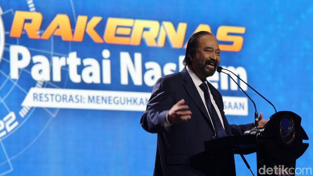 Eks Perdana Menteri Malaysia Mahathir Mohamad, yang menjadi pembicara kehormatan di Rakernas NasDem 2022.