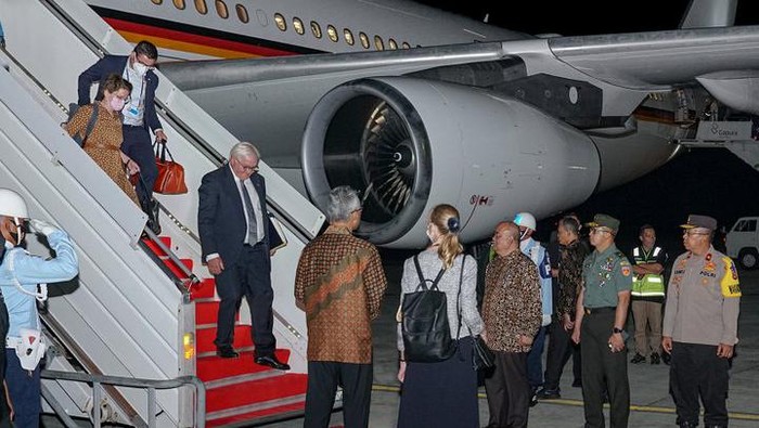 Momen kedatangan Presiden Jerman Frank-Walter Steinmeier, Jumat (17/6/2022).