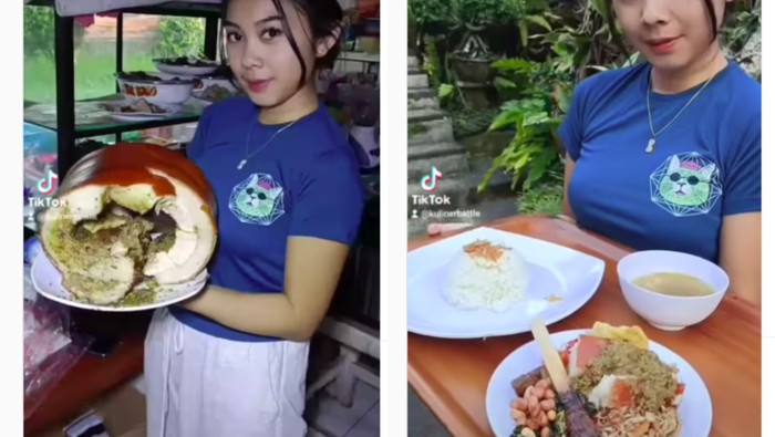 Penjual babi guling cantik