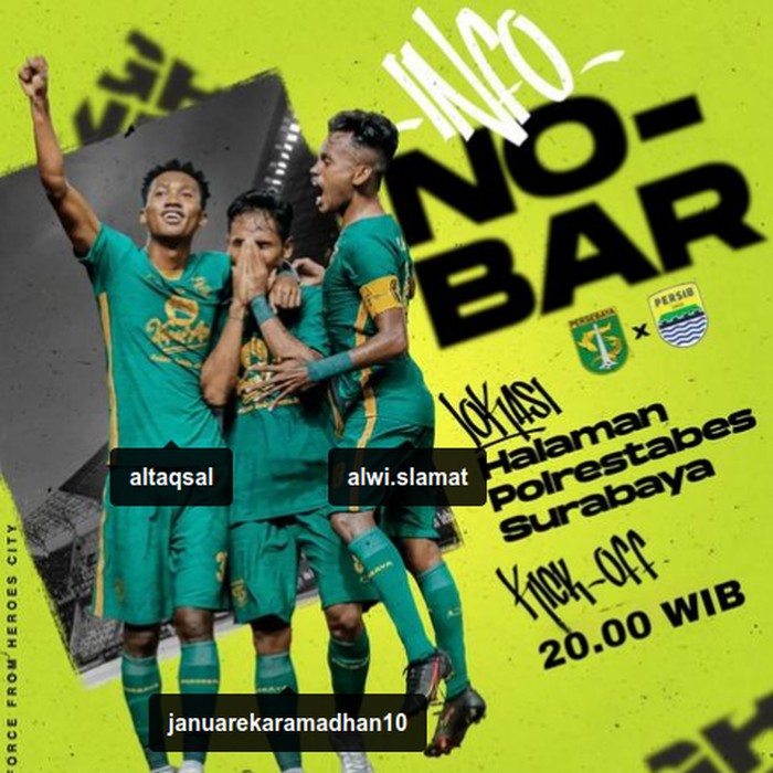 Persebaya dan Polrestabes Surabaya menggelar nonton bareng (nobar) laga Persebaya vs Persib Bandung. Nobar nanti bagian dari perayaan HUT ke-95 Tim Bajul Ijo.