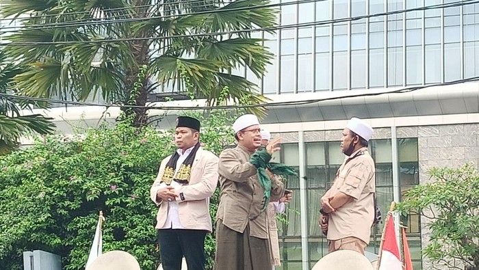 Suasana demo di depan Kedubes India (Karin-detikcom)