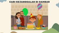 Keluarga ini sedang merayakan ulang tahun bocah laki-laki.