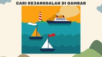 Teka-teki terakhir. Cari yang janggal dari pemandangan di laut ini.