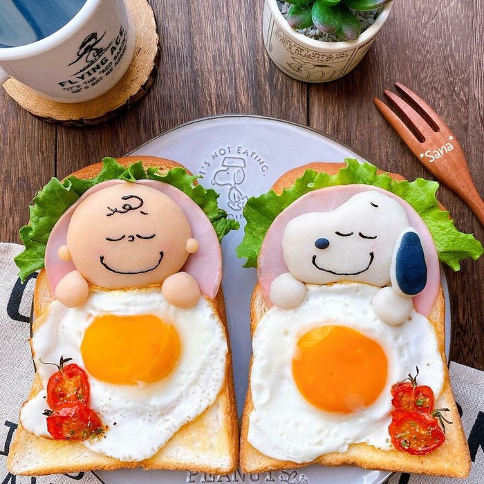 Makanan dibuat seperti karakter kartun Makanan Dibuat Seperti Karakter Kartun Snoopy dan Charlie Brown