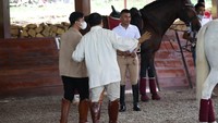 Gibran tiba di kediaman Prabowo pada Sabtu (18/6/2022) pukul 09.30 WIB. Gibran yang disambut langsung oleh Prabowo langsung menuju arena kuda di padepokan Garuda Yaksa. (Foto: Prabowo ajari Gibran berkuda di Hambalang (dok.Istimewa)).