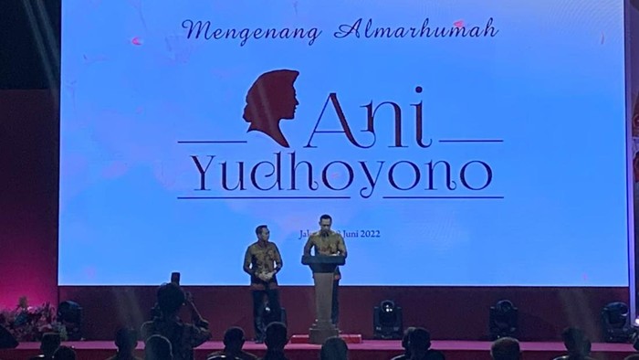 AHY di acara ‘Mengenang Almarhumah Ani Yudhoyono’. (Firda/detikcom)