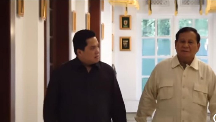 Erick Thohir menyambangi Prabowo Subianto di Kemhan