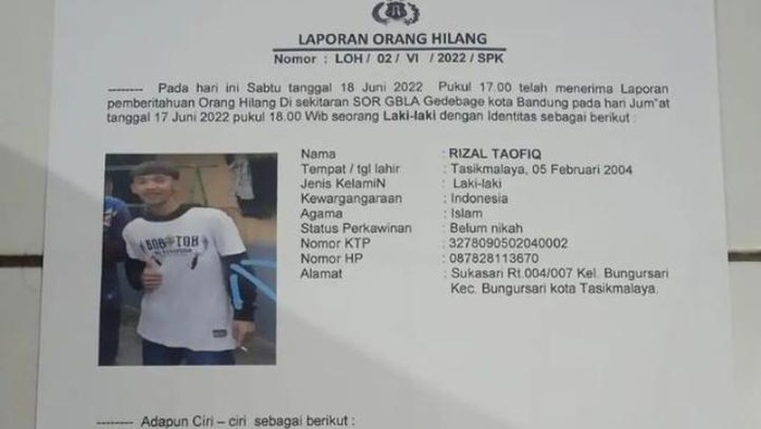 Rizal, bobotoh yang sempat dikabarkan hilang saat akan menyaksikan Persib Vs Persebaya.