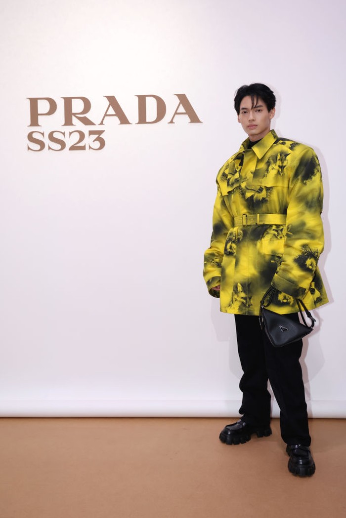 1403867298 MILAN, ITALY - JUNE 19: Metawin Opas-iamkajorn, Manu Rios and Filippo Scotti attend Prada Spring/Summer 2023 Menswear Fashion Show on June 19, 2022 in Milan, Italy. (Photo by Jacopo M. Raule/Getty Images for Prada)