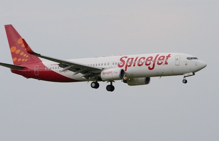 An aircraft of Indian airline Spicejet making a final approach for landing at Indira Gandhi International Airport in New Delhi. PHOTO: AFP
