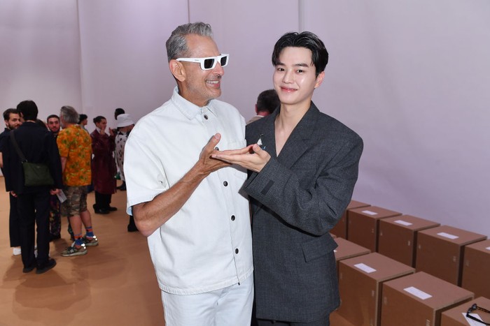 Song Kang MILAN, ITALY - JUNE 19: Jeff Goldblum and Song Kang attend Prada Spring/Summer 2023 Menswear Fashion Show on June 19, 2022 in Milan, Italy. (Photo by Jacopo M. Raule/Getty Images for Prada)