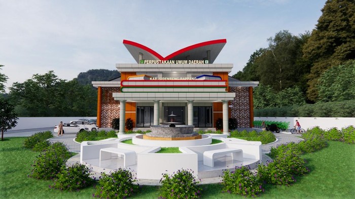Desain perencanaan perpustakaan Sidrap.