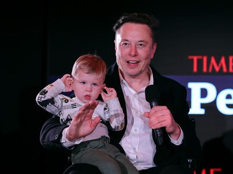 NEW YORK, NEW YORK - DECEMBER 13: Elon Musk and son X Æ A-12 on stage TIME Person of the Year on December 13, 2021 in New York City. (Photo by Theo Wargo/Getty Images for TIME)