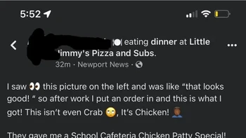 Chicken Patty spesial di foto dan kenyataan. Foto: Reddit