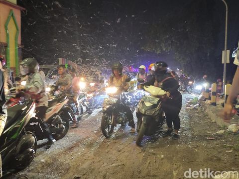 Pengendara sepeda motor berjatuhan akibat jutaan laron di Jembatan Kali Porong Sidoarjo