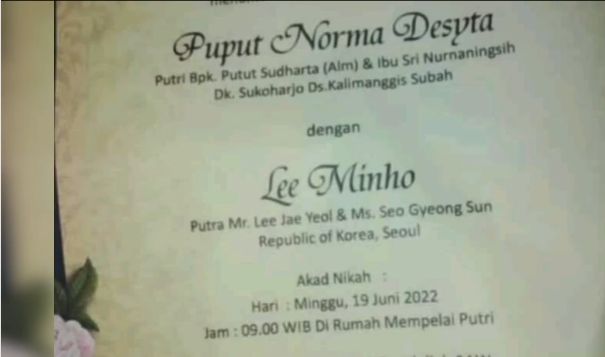Pernikahan viral di media sosial menikah dengan Lee Minho.