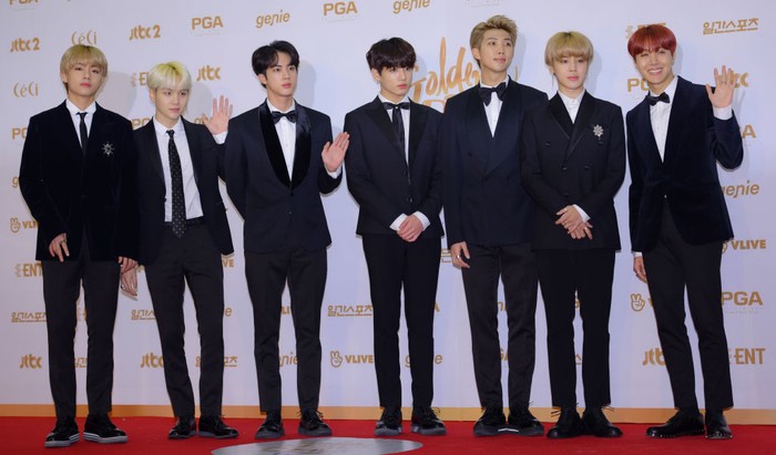 1296958093 GOYANG, SOUTH KOREA - JANUARY 11: BTS attends the 32nd Golden Disc Awards at Ilsan Kintex on January 11, 2018 in Goyang, South Korea. (Photo by The Chosunilbo JNS/Imazins via Getty Images)