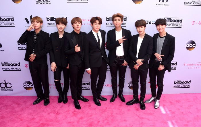 686774934 LAS VEGAS, NV - MAY 21:  K-Pop sensations, group BTS attend the 2017 Billboard Music Awards at the T-Mobile Arena on May 21, 2017 in Las Vegas, Nevada.  (Photo by C Flanigan/Getty Images)