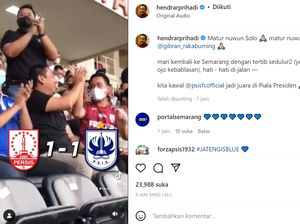 Momen Akrab Gibran-Hendi Nonton Laga Persis Vs PSIS, Salam Tos Tiap Gol