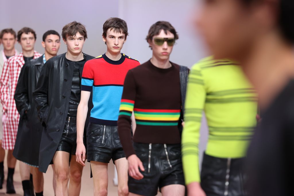 MILAN, ITALY - JUNE 19: A model walks the runway at the Prada fashion show during the Milan Fashion Week S/S 2023 on June 19, 2022 in Milan, Italy. (Photo by Daniele Venturelli/Daniele Venturelli / WireImage )