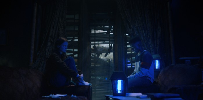 STRANGER THINGS. (L to R) Eduardo Franco as Argyle, Noah Schnapp as Will Byers, Finn Wolfhard as Mike Wheeler, and Charlie Heaton as Jonathan Byers in STRANGER THINGS. Cr. Courtesy of Netflix © 2022
