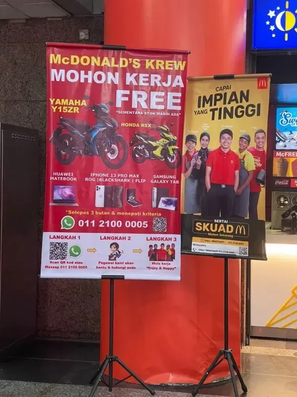 Wow! McD Malaysia Tawarkan Motor dan iPhone Gratis untuk Calon Pegawai