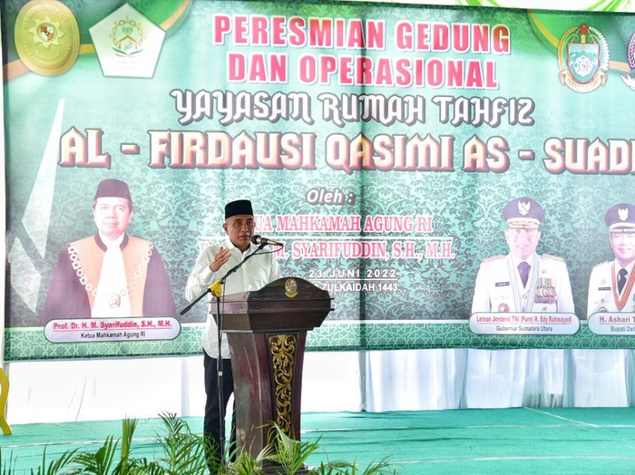 Edy Rahmayadi saat acara di Rumah Tahfiz Deli Serdang