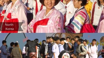 Perayaan festival di Korea Utara mengutakaman keseragaman. Sedangkan perayaan festival di Korea Selatan lebih berwarna, lebih beragam dan memadukan budaya tradisional dan modern. Foto: cleverclassic