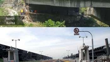 Memiliki perdagangan terbuka dengan seluruh dunia memungkinkan Korea Selatan untuk menyimpan uang yang kemudian dapat mereka belanjakan untuk infrastruktur negara mereka. Ini mengarah pada pembuatan jembatan yang baik dan kondisi jalan yang baik. Namun, di Korea Utara, perdagangan mereka terbatas sehingga anggaran terbatas hingga perawatan jalanan dan jembatan juga seadanya. Foto: cleverclassic