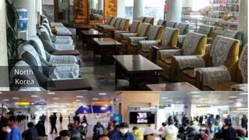 Tata letak dan dekorasi ruang tunggu bandara di Korea Utara, mereka lebih konservatif, dan dindingnya dilapisi seni yang menggambarkan kebesaran pemimpin mereka. Di Korea Selatan, tampilannya lebih mirip dengan dunia lain. Selain itu, struktur tempat duduk di ruang tunggu sangat berbeda. Foto: cleverclassic