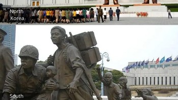 Di Korea Utara monumen dibuat untuk memperingati pimpinan negara beserta keluarganya. Berbeda di Korea Selatan yang membuat monumen sejarah tentang perang sbagai salah satu bentuk peringatan dan mengenang jasa pahlawan. Foto: cleverclassic