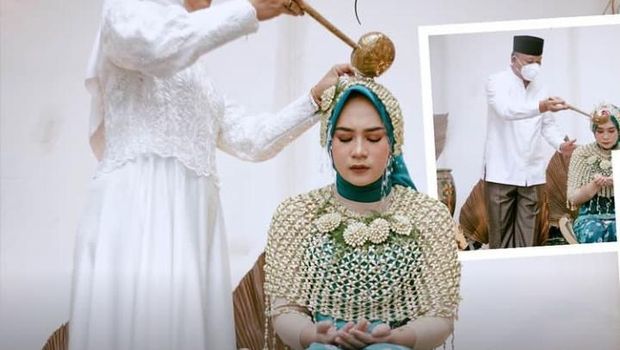 Upacara ngaras dan siraman dalam pernikahan adat Sunda.