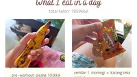 Saat diet, Nya masih menikmati makanan enak lho! Ia masih ngemil es krim, snack ringan jagung bakar, hingga makan malam pakai mie instan goreng.