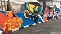 Penampakan mural warna-warni yang menghiasi kawasan terintegrasi Alun-alun Kota Sukabumi dan Lapang Merdeka atau Jalan Gereja, Jumat (24/6/2022).