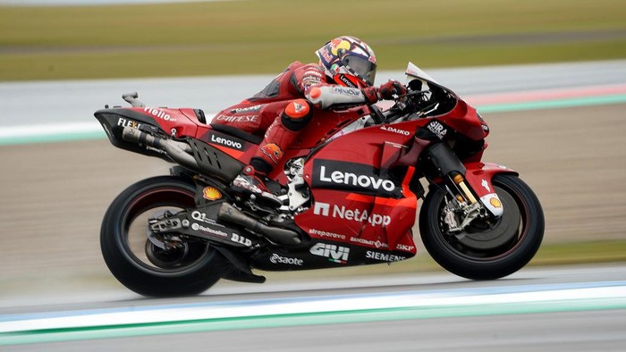 ASSEN, NETHERLANDS - JUNE 24: Francesco Bagnaia of Italien, Ducati Lenovo Team   during the Free Practice prior to the MotoGP of Netherlands at TT Circuit Assen on June 24, 2022 in Assen, Netherlands. (Photo by Hasan Bratic/DeFodi Images via Getty Images)