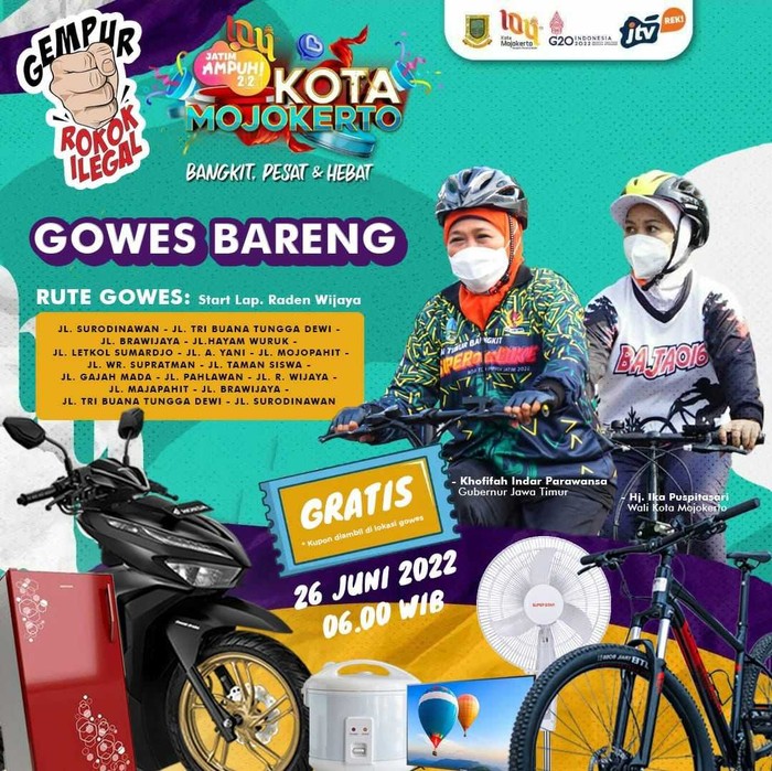 Gowes Bareng Gubernur Jatim dan Wlkot Mojokerto