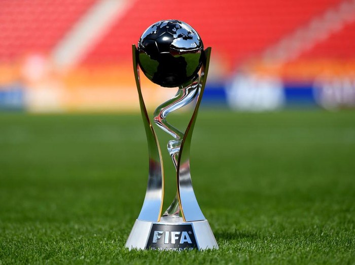 LODZ, POLAND - MAY 18: A general view of FIFA U-20 World Cup Poland 2019 trophy on May 18, 2019 in Lodz, Poland. (Photo by Tom Dulat - FIFA/FIFA via Getty Images)