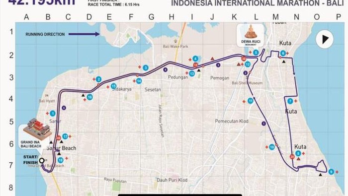 Ruas jalan yang mengalami sistem buka-tutup untuk gelaran Indonesia International Marathon 2022.