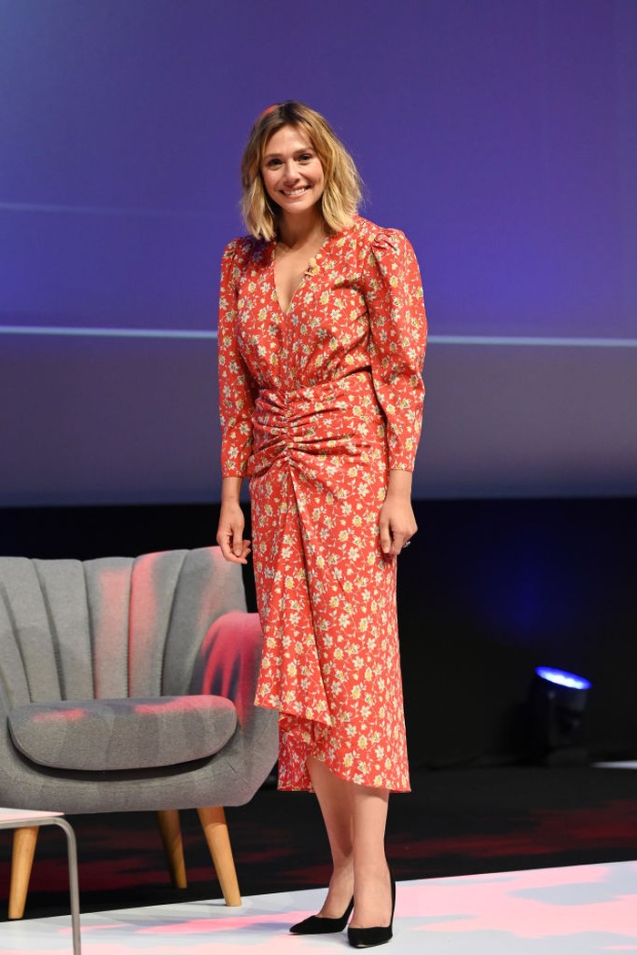 CANNES, FRANCE - JUNE 21: Elizabeth Olsen poses onstage at the Lumiere theatre, Cannes Lions 2022: Day Two on June 21, 2022 in Cannes, France. (Photo by Eamonn M. McCormack/Getty Images for Cannes Lions)