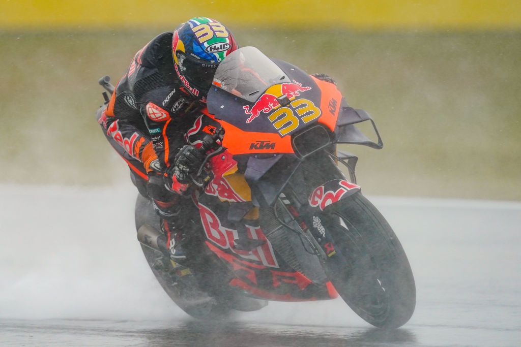 ASSEN, NETHERLANDS - JUNE 24: Brad Binder of Red Bull KTM Factory Racing and South Africa during the Free Practice prior to the MotoGP of Netherlands at TT Assen on June 24, 2022 in Assen, Netherlands. (Photo by Andre Weening/Orange Pictures/BSR Agency/Getty Images)