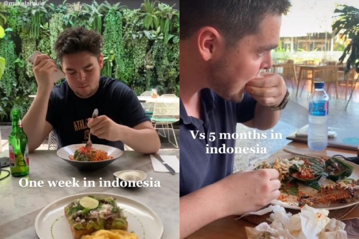 Cara makan bule di Indonesia saat satu minggu dan 5 bulan.