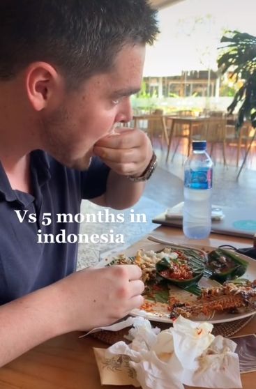 Cara makan bule di Indonesia saat satu minggu dan 5 bulan.