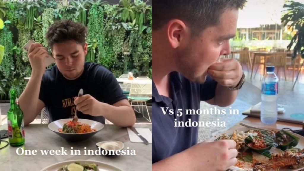 Perbedaan Cara Makan Bule di Indonesia Saat 1 Minggu dan 5 Bulan